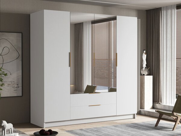 Šatní skříň Betaso II 200, Barva: bílá / bílá + černá 5903211451461