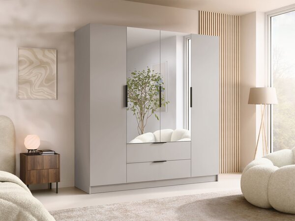 Šatní skříň Betaso II 200, Barva: bílá / bílá + černá 5903211451461