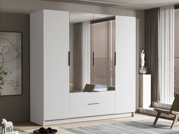 Šatní skříň Betaso II 200, Barva: bílá / bílá + černá 5903211451461