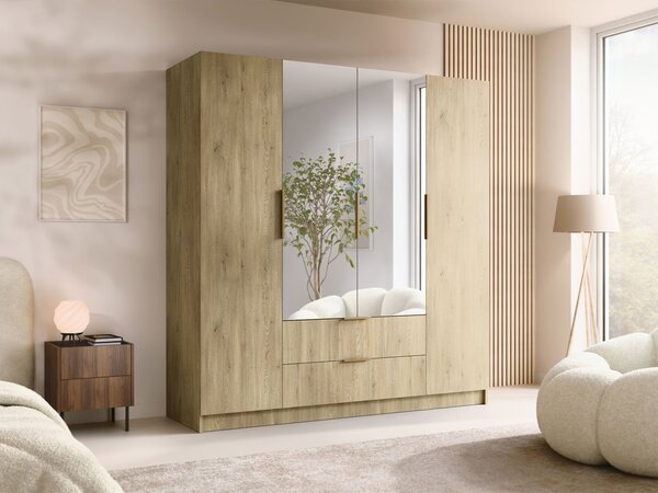 Šatní skříň Betaso II 200, Barva: bílá / bílá + černá 5903211451461
