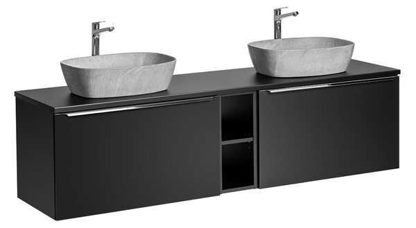 Comad Koupelnová skříňka s deskovými umyvadly set Santa Fe Black 180 černá