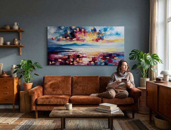 Malovaný obraz na stěnu ABSTRAKT 1 díl - 140x70 cm - 140×70 cm / Klasický 2 cm