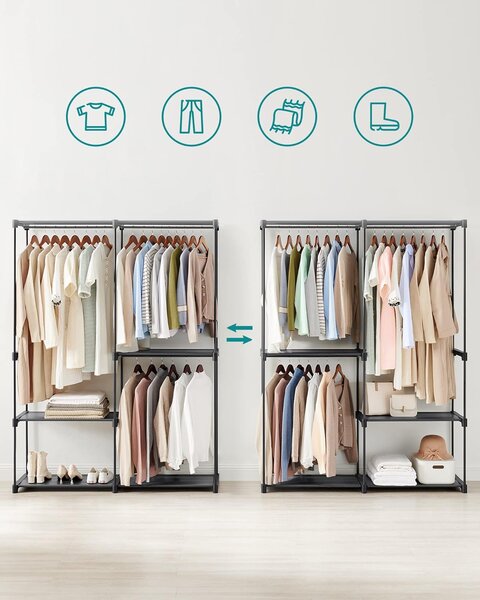 SONGMICS Otevřená šatní skříň Garment černá