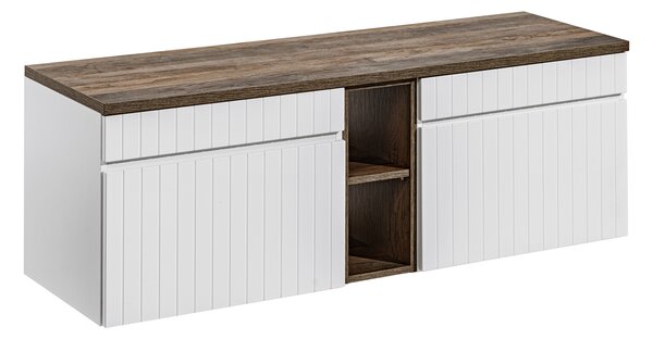 Comad Koupelnová skříňka pod deskové umyvadlo set Iconic White 140 bílá/dub sante fe vintage