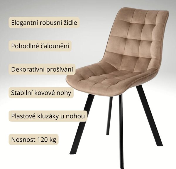 Vikio Jídelní set pro 4 osoby 160x90 cm dub noha X béžová židle VJS236-4BE-S