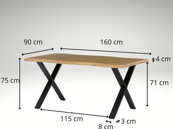 Vikio Jídelní set pro 6 osob 160x90 cm dub noha X černá židle VJS236-6C-S
