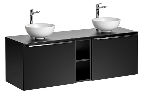Comad Koupelnová skříňka s deskovými umyvadly set Santa Fe Black 140 černá
