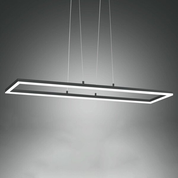 Fabas Luce LED závěsné světlo Bard, 92x32 cm, antracit, stmívatelný, Černá, Obývací pokoj / jídelna, kov, Moderní