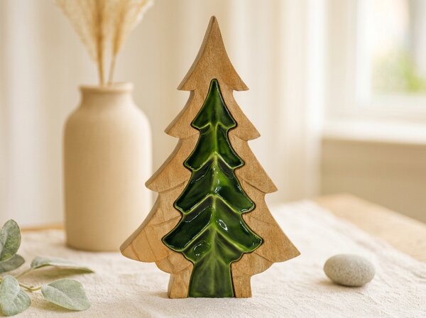 Vánoční dekorace 3D GREEN TREE 19,5 cm - více barev Barva: Světle zelená