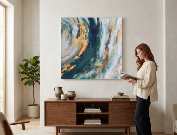 Malovaný obraz na stěnu ABSTRAKT 1 díl 70x70 cm - 70×70 cm / Klasický 2 cm