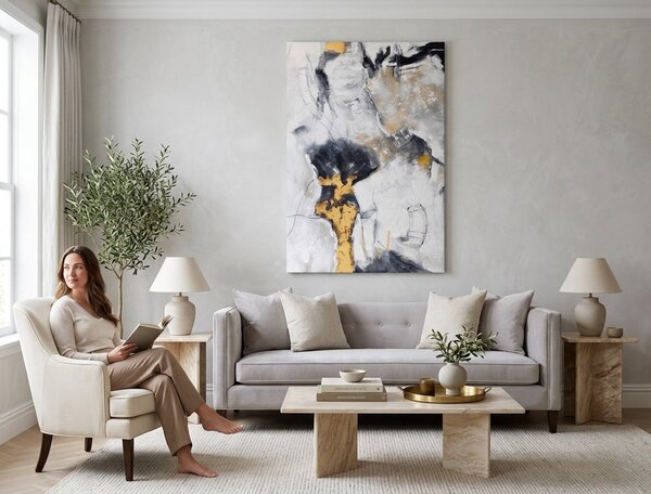 Malovaný obraz na stěnu ABSTRAKT 1 díl 80x120 cm - 80×120 cm / Klasický 2 cm