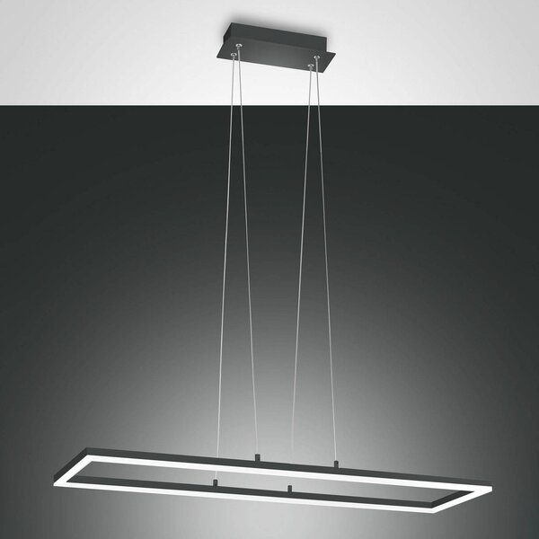 Fabas Luce LED závěsné světlo Bard, 92x32 cm, antracit, stmívatelný, Černá, Obývací pokoj / jídelna, kov, Moderní
