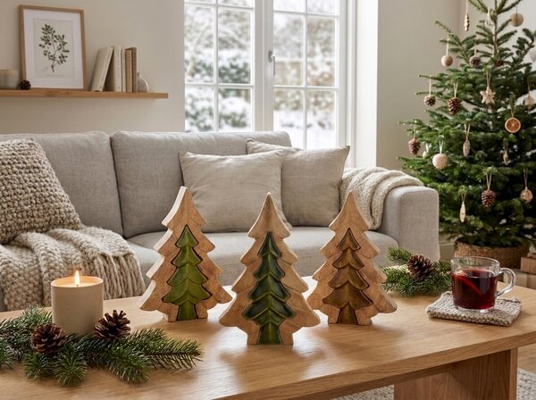 Vánoční dekorace 3D GREEN TREE 19,5 cm - více barev Barva: Světle zelená