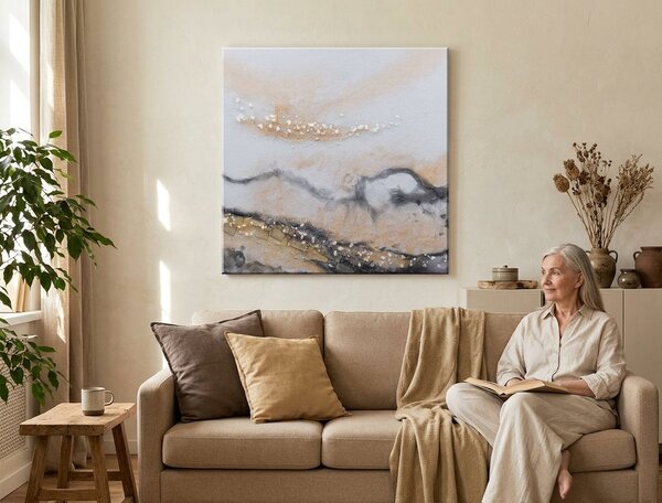 Malovaný obraz na stěnu ABSTRAKT 1 díl 70x70 cm - 70×70 cm / Klasický 2 cm