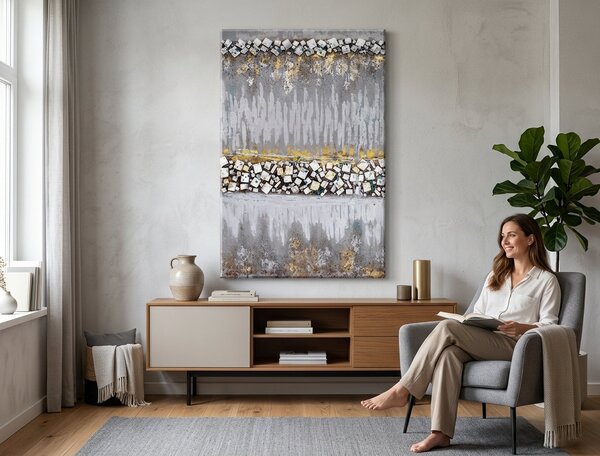 Malovaný obraz na stěnu ABSTRAKT 1 díl 60x90 cm - 60×90 cm / Premium 4 cm