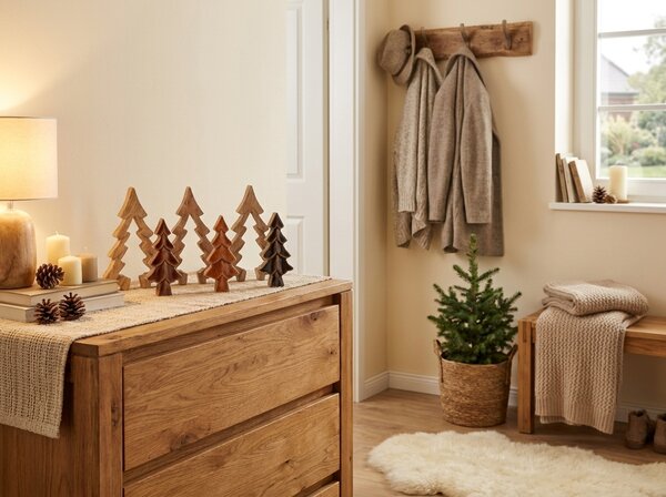 Vánoční dekorace 3D BROWN TREE 19,5 cm - více barev Barva: Tmavě hnědá