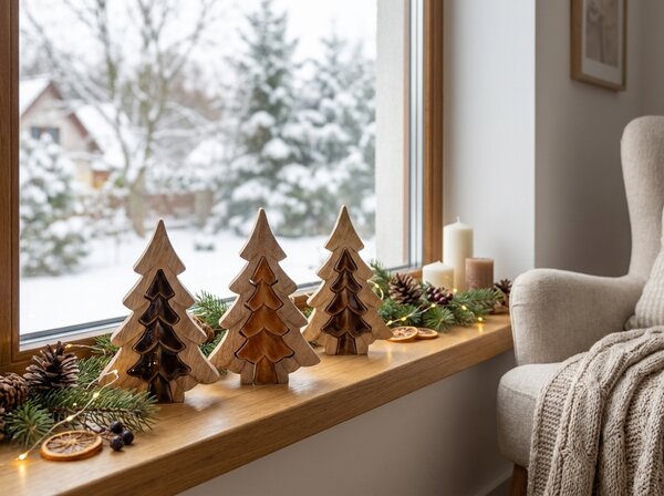 Vánoční dekorace 3D BROWN TREE 19,5 cm - více barev Barva: Tmavě hnědá