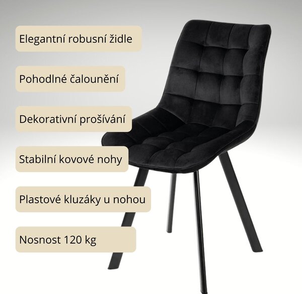 Vikio Jídelní set pro 6 osob 180x90 cm soft dub noha X černá židle VJS238-6C-S