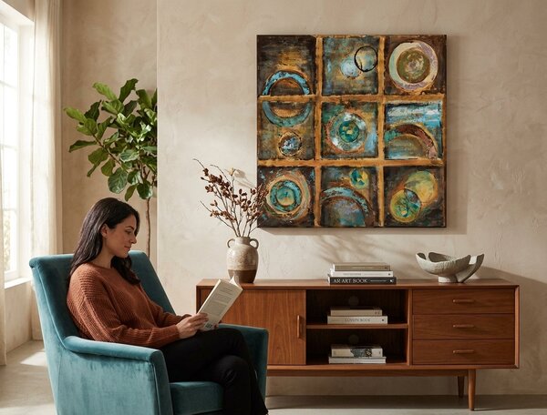 Malovaný obraz na stěnu ABSTRAKT 1 díl - 70x70 cm - 70×70 cm / Klasický 2 cm