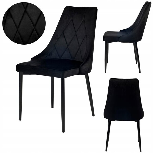Ekspand | Židle Glamour LR-08 - černá - čalouněná - elegantní design - vysoký komfort sezení