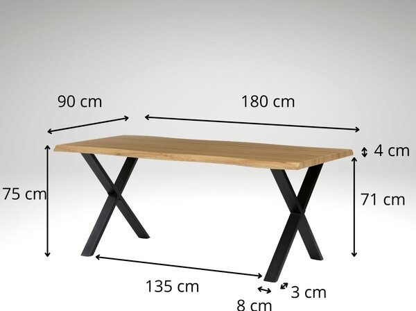 Vikio Jídelní set pro 8 osob 180x90 cm soft dub noha X černá židle VJS238-8C-S