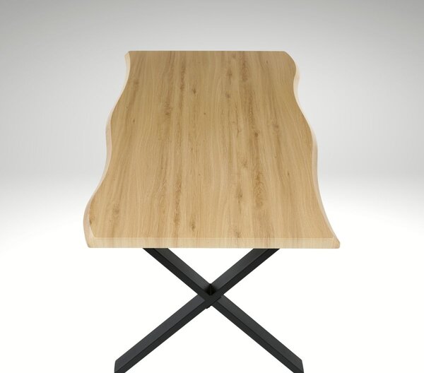 Vikio Jídelní set pro 8 osob 180x90 cm soft dub noha X černá židle VJS238-8C-S