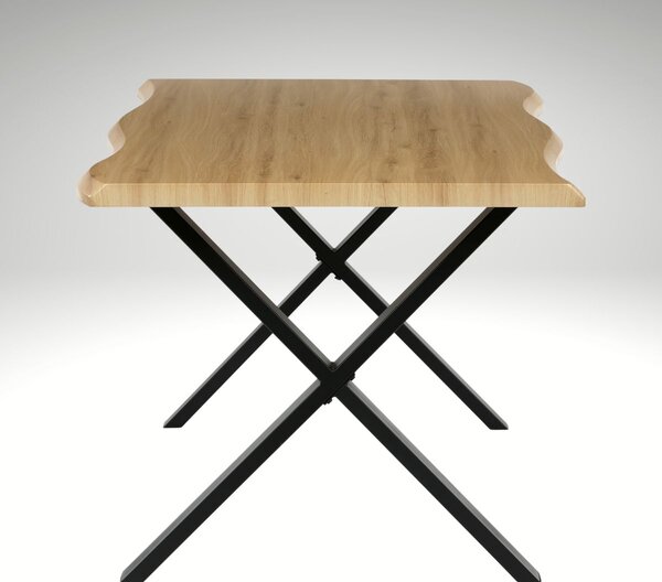Vikio Jídelní set pro 8 osob 180x90 cm soft dub noha X černá židle VJS238-8C-S