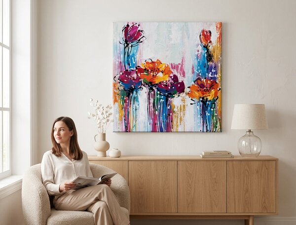 Malovaný obraz na stěnu ABSTRAKT 1 díl - 60x60 cm - 60×60 cm / Premium 4 cm