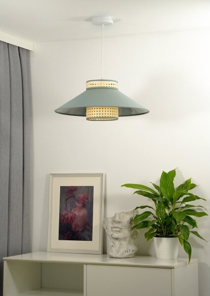 Duolla - Lustr na lanku RIO RATTAN 1xE27/15W/230V pr. 45 cm zelená/ratan