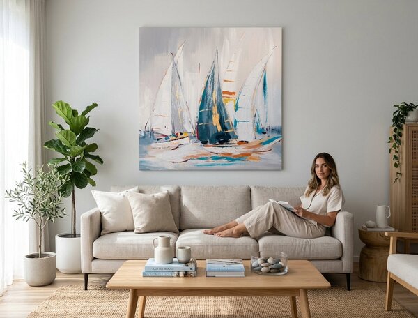 Malovaný obraz na stěnu ABSTRAKT 1 díl - 80x80 cm - 80×80 cm / Klasický 2 cm