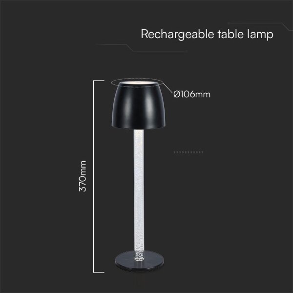 LED Stmívatelná nabíjecí stolní lampa LED/3W/5V 3000K černá