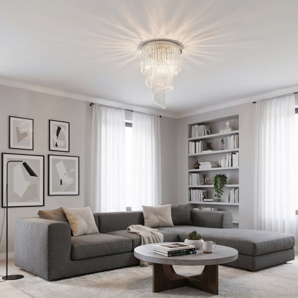 Ideal Lux - Křišťálový přisazený lustr CARLTON 12xE14/40W/230V pr. 50 cm chrom