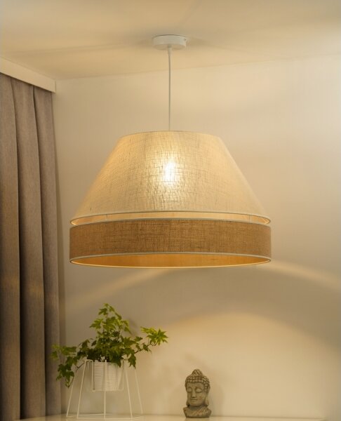 Duolla - Lustr na lanku YUTE AVIGNON 1xE27/15W/230V pr. 60 cm šedá/hnědá