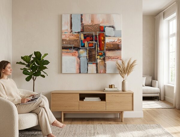 Malovaný obraz na stěnu ABSTRAKT 1 díl - 70x70 cm - 70×70 cm / Klasický 2 cm