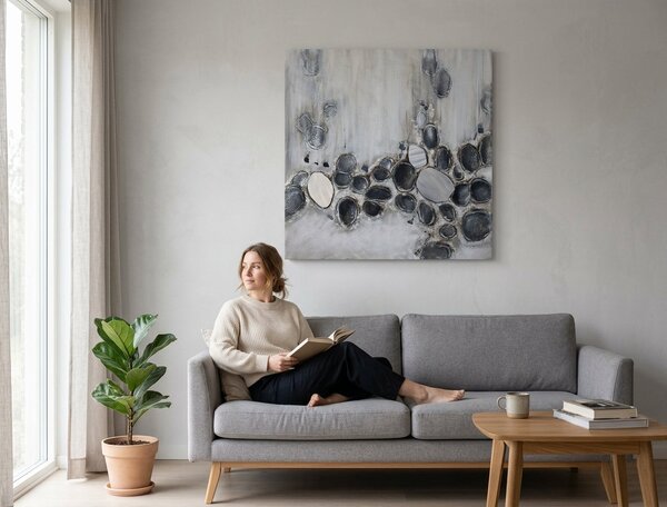 Malovaný obraz na stěnu ABSTRAKT 1 díl - 100x100 cm - 100×100 cm / Klasický 2 cm