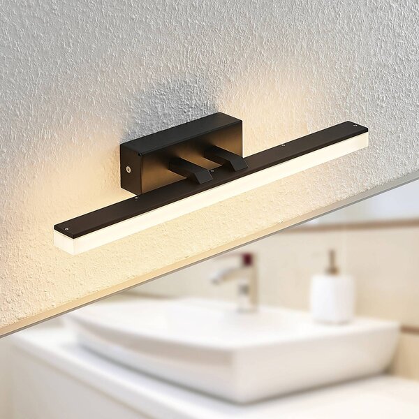Lucande Nástěnné svítidlo LED Lisana, horizontální, 46 cm, IP44, Černá, Koupelna, kov, Moderní