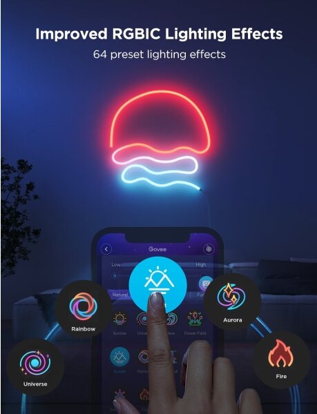Govee - Neon 2 MATTER ohebný LED pásek 3m RGBIC Wi-Fi
