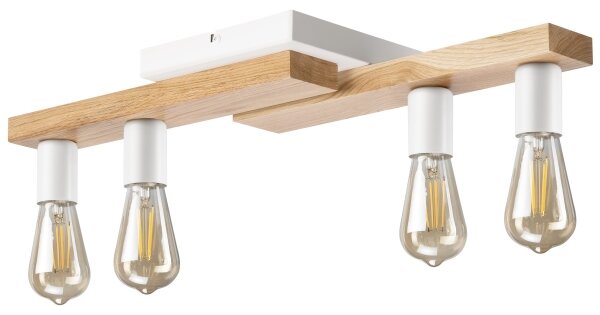 Přisazený lustr MATTE 4xE27/15W/230V bílá/dub