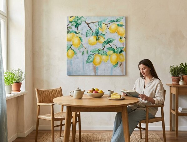 Malovaný obraz na stěnu CITRONY 1 díl 60x60 cm - 60×60 cm / Klasický 2 cm