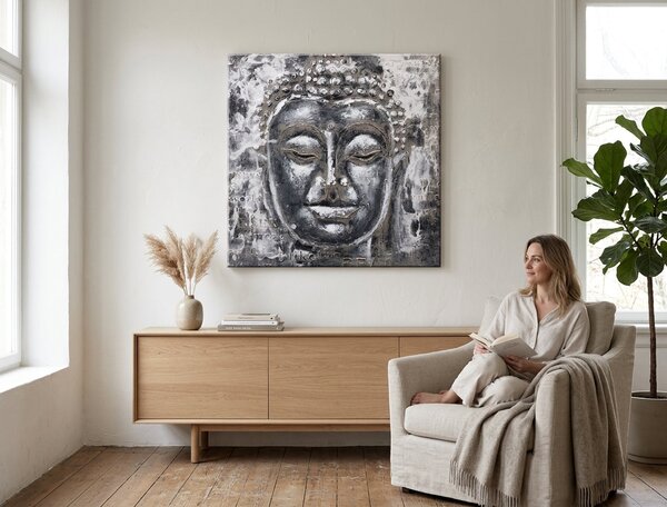 Malovaný obraz na stěnu BUDHA 1 díl - 60x60 cm - 60×60 cm / Klasický 2 cm