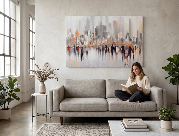 Malovaný obraz na stěnu MĚSTO 1 díl 120x80 cm - 120×80 cm / Klasický 2 cm