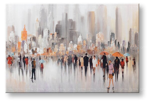 Malovaný obraz na stěnu MĚSTO 1 díl 120x80 cm - 120×80 cm / Klasický 2 cm