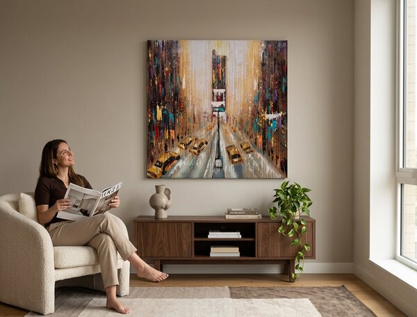 Malovaný obraz na stěnu MĚSTO 1 díl 70x70 cm - 70×70 cm / Klasický 2 cm