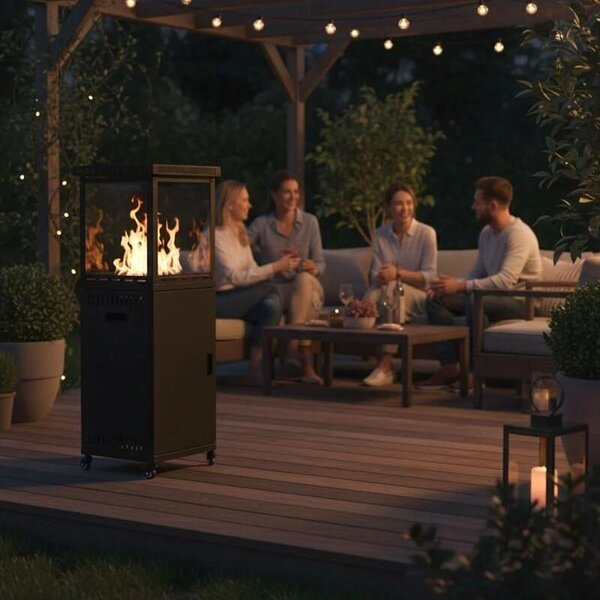 MultiGarden FPS-B-02 Terasový plynový ohřívač se skleněným krytem, 13 kW, černý