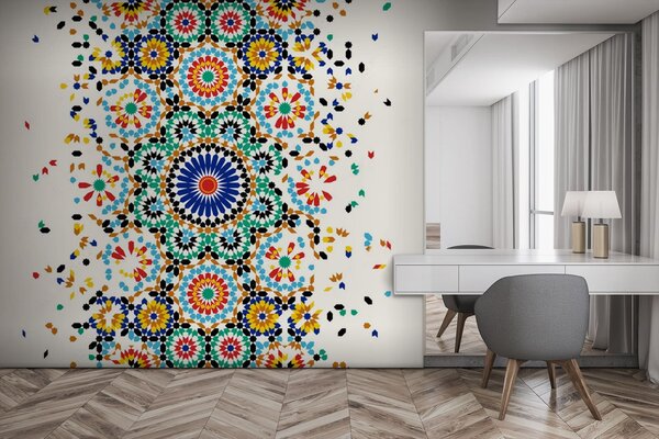 Fototapeta Barevný vzor na bílém pozadí, Designové fototapety na zeď, Populární fototapety, u71921 - Tapeko.co.cz