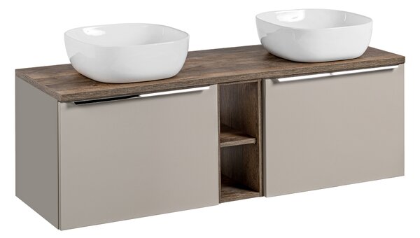 Comad Koupelnová skříňka s deskovými umyvadly set Santa Fe Taupe 140 šedohnědá/dub santa fe