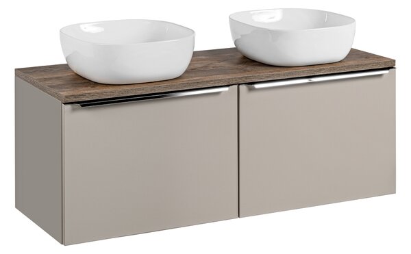 Comad Koupelnová skříňka s deskovými umyvadly set Santa Fe Taupe 120 šedohnědá/dub santa fe