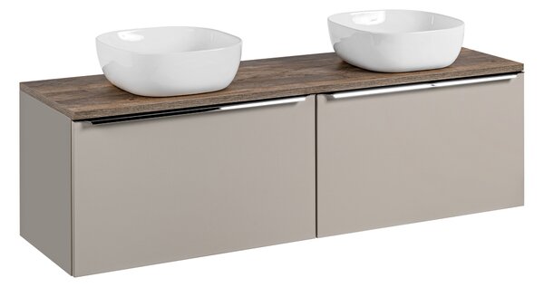 Comad Koupelnová skříňka s deskovými umyvadly set Santa Fe Taupe 160 šedohnědá/dub santa fe