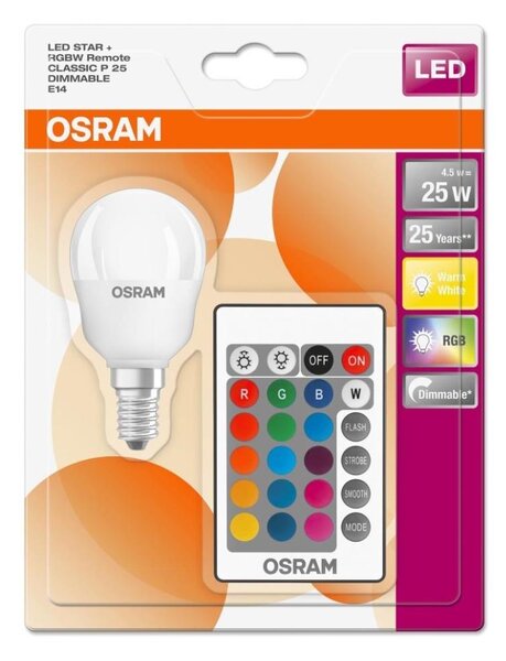 LED RGB Stmívatelná žárovka RETROFIT E14/4,5W/230V 2700K + DO - Osram