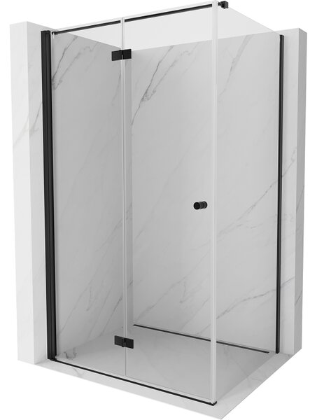 Mexen Mist-F T, 1-křídlý ​​skládací sprchový kout levý 95 x 70 cm, čiré sklo, černý profil, 8A6T-095-070-70-00-L